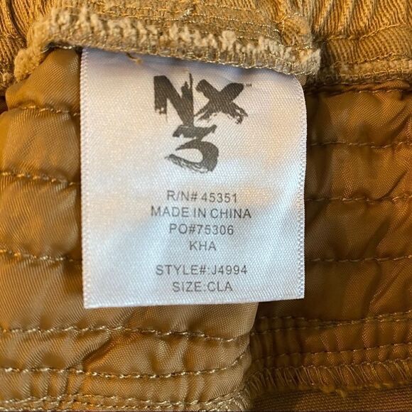 NX3 S Khaki HipHop Dance Baggy Waist Tie Padded Knee Stretch Cuffed Pants - Picture 9 of 9